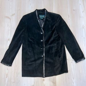 Danier Suede Leather Trimmed 4 Button Blazer Jacket